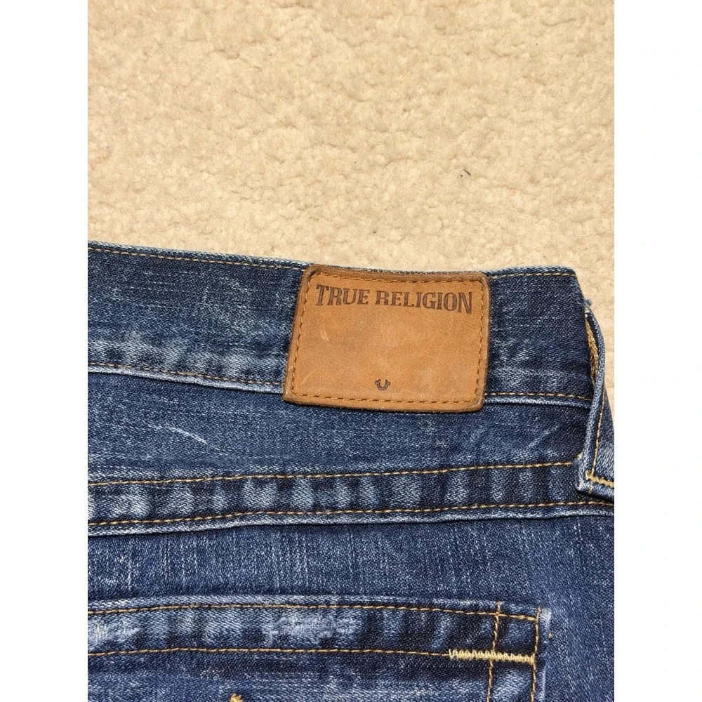 True Religion Geno Relaxed Slim Jeans Men's 34 USA Flap Pocket Medium Wash